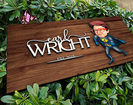 BK Gift Kişiye Özel Süper Kahraman Çocuk Karikatürlü Kabartma Figürlü Ahşap Tablo, Duvar Dekoru, Arkadaşa Hediye, Özel Tasarım Ev Hediyesi-1