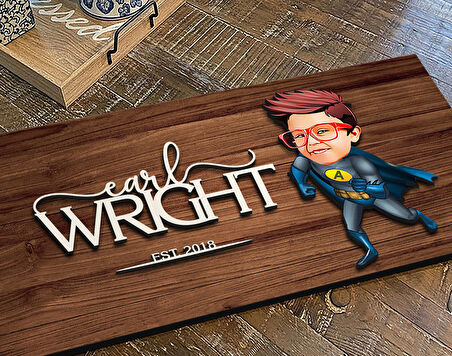 BK Gift Kişiye Özel Süper Kahraman Çocuk Karikatürlü Kabartma Figürlü Ahşap Tablo, Duvar Dekoru, Arkadaşa Hediye, Özel Tasarım Ev Hediyesi-1