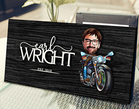 BK Gift Kişiye Özel Erkek Motorcu Karikatürlü Kabartma Figürlü Ahşap Tablo, Duvar Dekoru, Arkadaşa Hediye, Özel Tasarım Ev Hediyesi-2