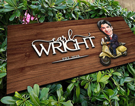 BK Gift Kişiye Özel Erkek Motorcu Karikatürlü Kabartma Figürlü Ahşap Tablo, Duvar Dekoru, Arkadaşa Hediye, Özel Tasarım Ev Hediyesi-3