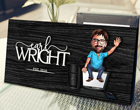 BK Gift Kişiye Özel Bilgisayar Mühendisi Karikatürlü Kabartma Figürlü Ahşap Tablo, Duvar Dekoru, Arkadaşa Hediye, Özel Tasarım Ev Hediyesi-1