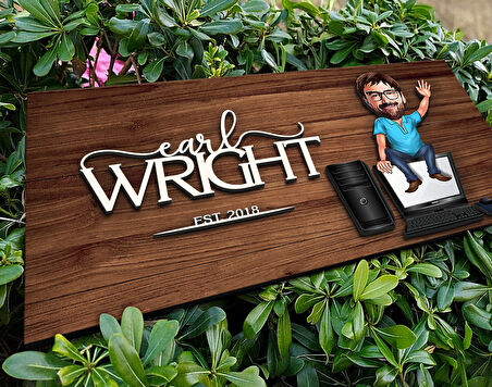 BK Gift Kişiye Özel Bilgisayar Mühendisi Karikatürlü Kabartma Figürlü Ahşap Tablo, Duvar Dekoru, Arkadaşa Hediye, Özel Tasarım Ev Hediyesi-1