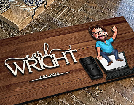 BK Gift Kişiye Özel Bilgisayar Mühendisi Karikatürlü Kabartma Figürlü Ahşap Tablo, Duvar Dekoru, Arkadaşa Hediye, Özel Tasarım Ev Hediyesi-1