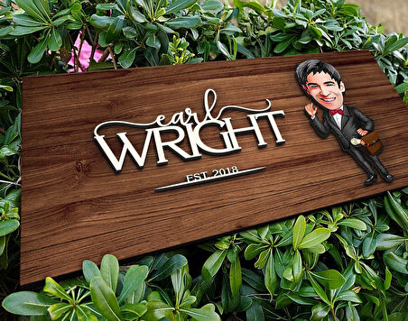 BK Gift Kişiye Özel Erkek Avukat Karikatürlü Kabartma Figürlü Ahşap Tablo, Duvar Dekoru, Arkadaşa Hediye, Özel Tasarım Ev Hediyesi-5