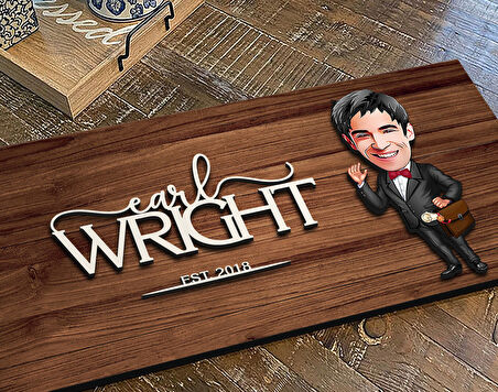 BK Gift Kişiye Özel Erkek Avukat Karikatürlü Kabartma Figürlü Ahşap Tablo, Duvar Dekoru, Arkadaşa Hediye, Özel Tasarım Ev Hediyesi-5