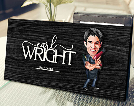 BK Gift Kişiye Özel Erkek Kuaför Karikatürlü Kabartma Figürlü Ahşap Tablo, Duvar Dekoru, Arkadaşa Hediye, Özel Tasarım Ev Hediyesi-1