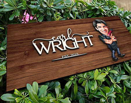 BK Gift Kişiye Özel Erkek Kuaför Karikatürlü Kabartma Figürlü Ahşap Tablo, Duvar Dekoru, Arkadaşa Hediye, Özel Tasarım Ev Hediyesi-1