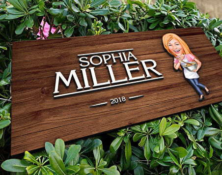 BK Gift Kişiye Özel Ev Hanımı Karikatürlü Kabartma Figürlü Ahşap Tablo, Duvar Dekoru, Arkadaşa Hediye, Özel Tasarım Ev Hediyesi-2