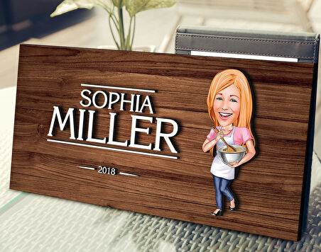 BK Gift Kişiye Özel Ev Hanımı Karikatürlü Kabartma Figürlü Ahşap Tablo, Duvar Dekoru, Arkadaşa Hediye, Özel Tasarım Ev Hediyesi-2