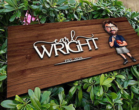 BK Gift Kişiye Özel Koç Karikatürlü Kabartma Figürlü Ahşap Tablo, Duvar Dekoru, Arkadaşa Hediye, Özel Tasarım Ev Hediyesi-1