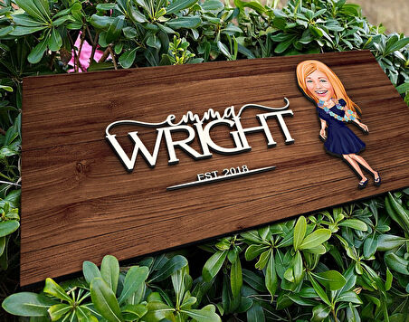 BK Gift Kişiye Özel Kadın Karikatürlü Kabartma Figürlü Ahşap Tablo, Duvar Dekoru, Arkadaşa Hediye, Özel Tasarım Ev Hediyesi-2