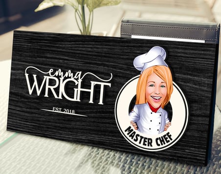 BK Gift Kişiye Özel Kadın Chef Karikatürlü Kabartma Figürlü Ahşap Tablo, Duvar Dekoru, Arkadaşa Hediye, Özel Tasarım Ev Hediyesi-1