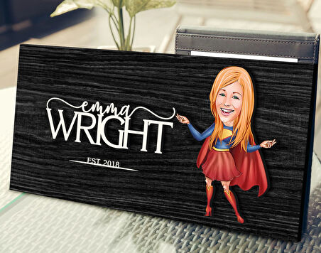 BK Gift Kişiye Özel Süper Kadın Karikatürlü Kabartma Figürlü Ahşap Tablo, Duvar Dekoru, Arkadaşa Hediye, Özel Tasarım Ev Hediyesi-2