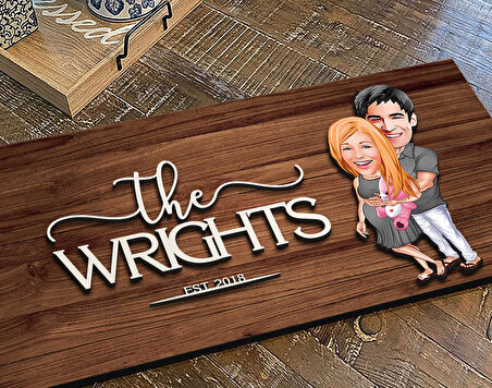 BK Gift Kişiye Özel Bebek Sürprizi Karikatürlü Kabartma Figürlü Ahşap Tablo, Duvar Dekoru, Arkadaşa Hediye, Özel Tasarım Ev Hediyesi-1