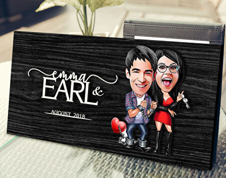 BK Gift Kişiye Özel Sevgililer Karikatürlü Kabartma Figürlü Ahşap Tablo, Duvar Dekoru, Arkadaşa Hediye, Özel Tasarım Ev Hediyesi-1