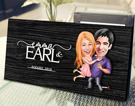 BK Gift Kişiye Özel Sevgililer Karikatürlü Kabartma Figürlü Ahşap Tablo, Duvar Dekoru, Arkadaşa Hediye, Özel Tasarım Ev Hediyesi-3