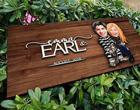 BK Gift Kişiye Özel Sevgililer Karikatürlü Kabartma Figürlü Ahşap Tablo, Duvar Dekoru, Arkadaşa Hediye, Özel Tasarım Ev Hediyesi-7