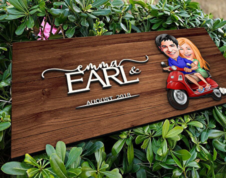 BK Gift Kişiye Özel Sevgililer Karikatürlü Kabartma Figürlü Ahşap Tablo, Duvar Dekoru, Arkadaşa Hediye, Özel Tasarım Ev Hediyesi-10