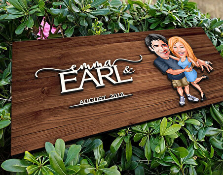 BK Gift Kişiye Özel Sevgililer Karikatürlü Kabartma Figürlü Ahşap Tablo, Duvar Dekoru, Arkadaşa Hediye, Özel Tasarım Ev Hediyesi-14