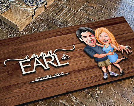 BK Gift Kişiye Özel Sevgililer Karikatürlü Kabartma Figürlü Ahşap Tablo, Duvar Dekoru, Arkadaşa Hediye, Özel Tasarım Ev Hediyesi-14