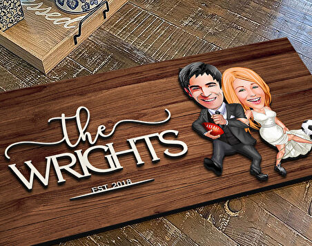 BK Gift Kişiye Özel Sevgililer Karikatürlü Kabartma Figürlü Ahşap Tablo, Duvar Dekoru, Arkadaşa Hediye, Özel Tasarım Ev Hediyesi-15