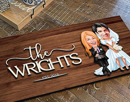 BK Gift Kişiye Özel Sevgililer Karikatürlü Kabartma Figürlü Ahşap Tablo, Duvar Dekoru, Arkadaşa Hediye, Özel Tasarım Ev Hediyesi-16