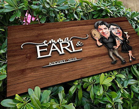 BK Gift Kişiye Özel Sevgililer Karikatürlü Kabartma Figürlü Ahşap Tablo, Duvar Dekoru, Arkadaşa Hediye, Özel Tasarım Ev Hediyesi-18