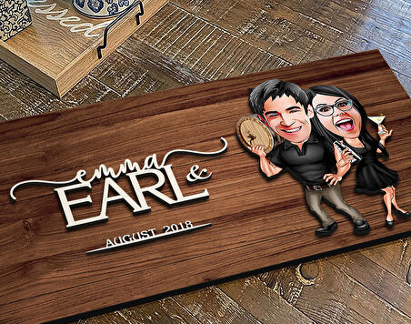 BK Gift Kişiye Özel Sevgililer Karikatürlü Kabartma Figürlü Ahşap Tablo, Duvar Dekoru, Arkadaşa Hediye, Özel Tasarım Ev Hediyesi-18