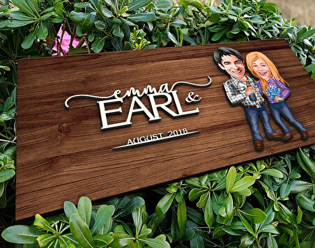 BK Gift Kişiye Özel Sevgililer Karikatürlü Kabartma Figürlü Ahşap Tablo, Duvar Dekoru, Arkadaşa Hediye, Özel Tasarım Ev Hediyesi-50