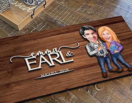 BK Gift Kişiye Özel Sevgililer Karikatürlü Kabartma Figürlü Ahşap Tablo, Duvar Dekoru, Arkadaşa Hediye, Özel Tasarım Ev Hediyesi-50