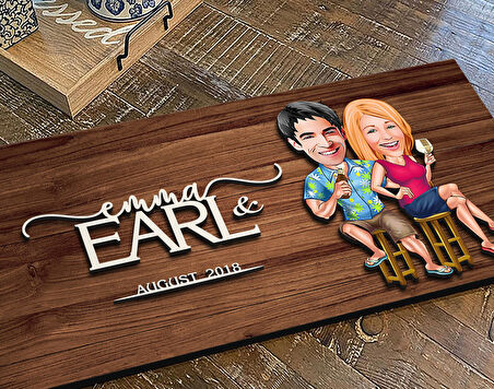 BK Gift Kişiye Özel Sevgililer Karikatürlü Kabartma Figürlü Ahşap Tablo, Duvar Dekoru, Arkadaşa Hediye, Özel Tasarım Ev Hediyesi-51