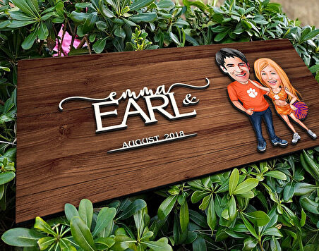 BK Gift Kişiye Özel Sevgililer Karikatürlü Kabartma Figürlü Ahşap Tablo, Duvar Dekoru, Arkadaşa Hediye, Özel Tasarım Ev Hediyesi-54