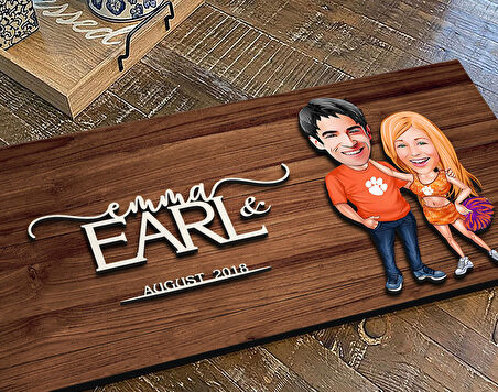 BK Gift Kişiye Özel Sevgililer Karikatürlü Kabartma Figürlü Ahşap Tablo, Duvar Dekoru, Arkadaşa Hediye, Özel Tasarım Ev Hediyesi-54