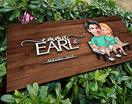 BK Gift Kişiye Özel Sevgililer Karikatürlü Kabartma Figürlü Ahşap Tablo, Duvar Dekoru, Arkadaşa Hediye, Özel Tasarım Ev Hediyesi-55