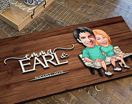 BK Gift Kişiye Özel Sevgililer Karikatürlü Kabartma Figürlü Ahşap Tablo, Duvar Dekoru, Arkadaşa Hediye, Özel Tasarım Ev Hediyesi-55