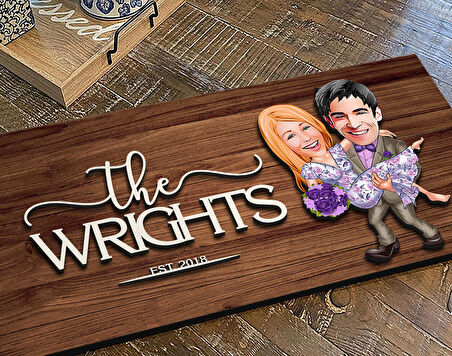 BK Gift Kişiye Özel Sevgililer Karikatürlü Kabartma Figürlü Ahşap Tablo, Duvar Dekoru, Arkadaşa Hediye, Özel Tasarım Ev Hediyesi-56