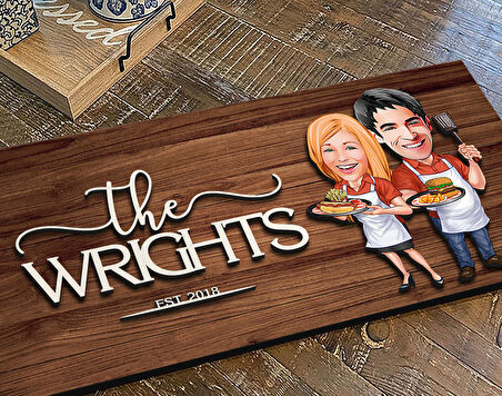 BK Gift Kişiye Özel Sevgililer Karikatürlü Kabartma Figürlü Ahşap Tablo, Duvar Dekoru, Arkadaşa Hediye, Özel Tasarım Ev Hediyesi-57