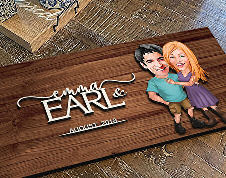 BK Gift Kişiye Özel Sevgililer Karikatürlü Kabartma Figürlü Ahşap Tablo, Duvar Dekoru, Arkadaşa Hediye, Özel Tasarım Ev Hediyesi-80