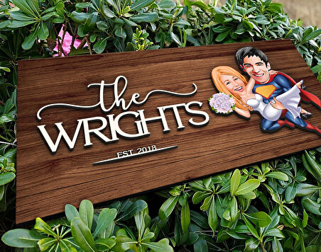 BK Gift Kişiye Özel Sevgililer Karikatürlü Kabartma Figürlü Ahşap Tablo, Duvar Dekoru, Arkadaşa Hediye, Özel Tasarım Ev Hediyesi-92