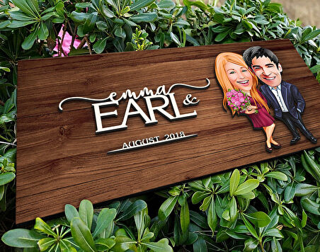 BK Gift Kişiye Özel Sevgililer Karikatürlü Kabartma Figürlü Ahşap Tablo, Duvar Dekoru, Arkadaşa Hediye, Özel Tasarım Ev Hediyesi-94