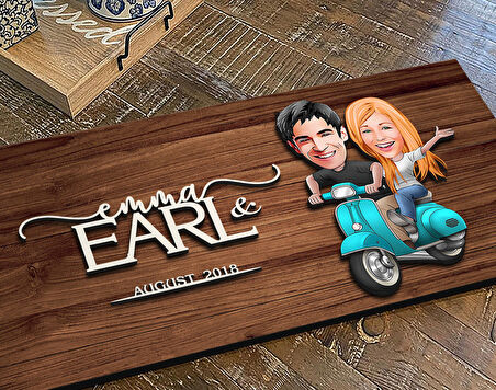 BK Gift Kişiye Özel Sevgililer Karikatürlü Kabartma Figürlü Ahşap Tablo, Duvar Dekoru, Arkadaşa Hediye, Özel Tasarım Ev Hediyesi-99