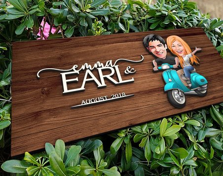 BK Gift Kişiye Özel Sevgililer Karikatürlü Kabartma Figürlü Ahşap Tablo, Duvar Dekoru, Arkadaşa Hediye, Özel Tasarım Ev Hediyesi-99