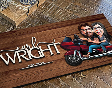 BK Gift Kişiye Özel Sevgililer Karikatürlü Kabartma Figürlü Ahşap Tablo, Duvar Dekoru, Arkadaşa Hediye, Özel Tasarım Ev Hediyesi-103