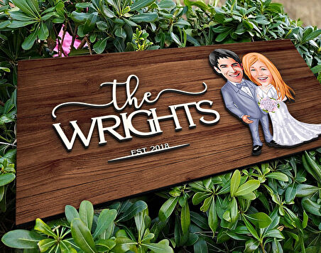 BK Gift Kişiye Özel Sevgililer Karikatürlü Kabartma Figürlü Ahşap Tablo, Duvar Dekoru, Arkadaşa Hediye, Özel Tasarım Ev Hediyesi-104