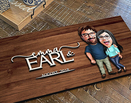 BK Gift Kişiye Özel Sevgililer Karikatürlü Kabartma Figürlü Ahşap Tablo, Duvar Dekoru, Arkadaşa Hediye, Özel Tasarım Ev Hediyesi-109