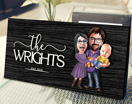 BK Gift Kişiye Özel Aile Karikatürlü Kabartma Figürlü Ahşap Tablo, Duvar Dekoru, Arkadaşa Hediye, Özel Tasarım Ev Hediyesi-3