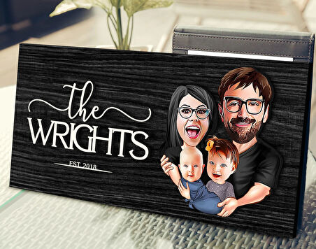 BK Gift Kişiye Özel Aile Karikatürlü Kabartma Figürlü Ahşap Tablo, Duvar Dekoru, Arkadaşa Hediye, Özel Tasarım Ev Hediyesi-5