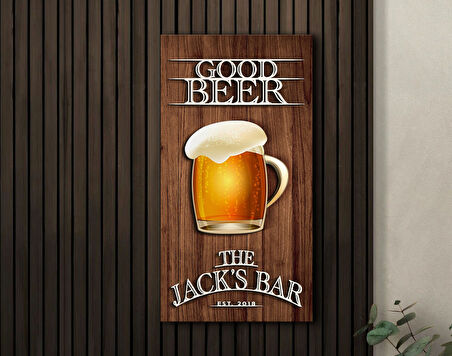 BK Gift Kişiye Özel Kabartma Tasarımlı Ahşap Bar Tabelası, Home Bar Tabela, Rustik Ev Dekorasyonu, Duvar Dekoru