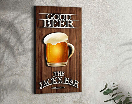 BK Gift Kişiye Özel Kabartma Tasarımlı Ahşap Bar Tabelası, Home Bar Tabela, Rustik Ev Dekorasyonu, Duvar Dekoru