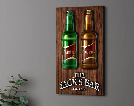 BK Gift Kişiye Özel Kabartma Tasarımlı Ahşap Bar Tabelası, Home Bar Tabela, Rustik Ev Dekorasyonu, Duvar Dekoru-2